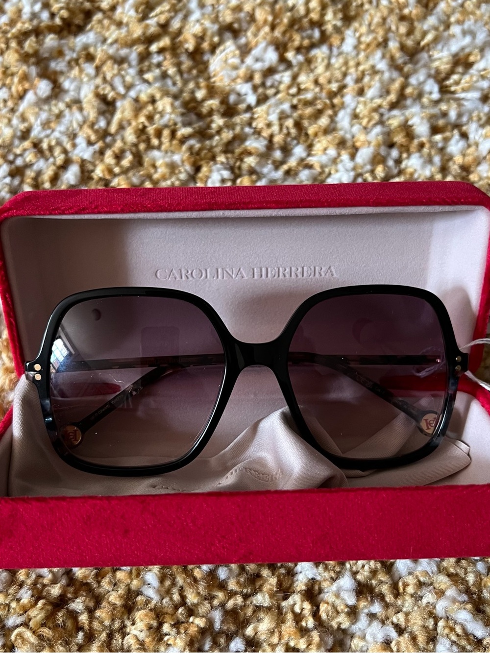 Carolina Herrera Black Gradient Oversized Square Sunglasses